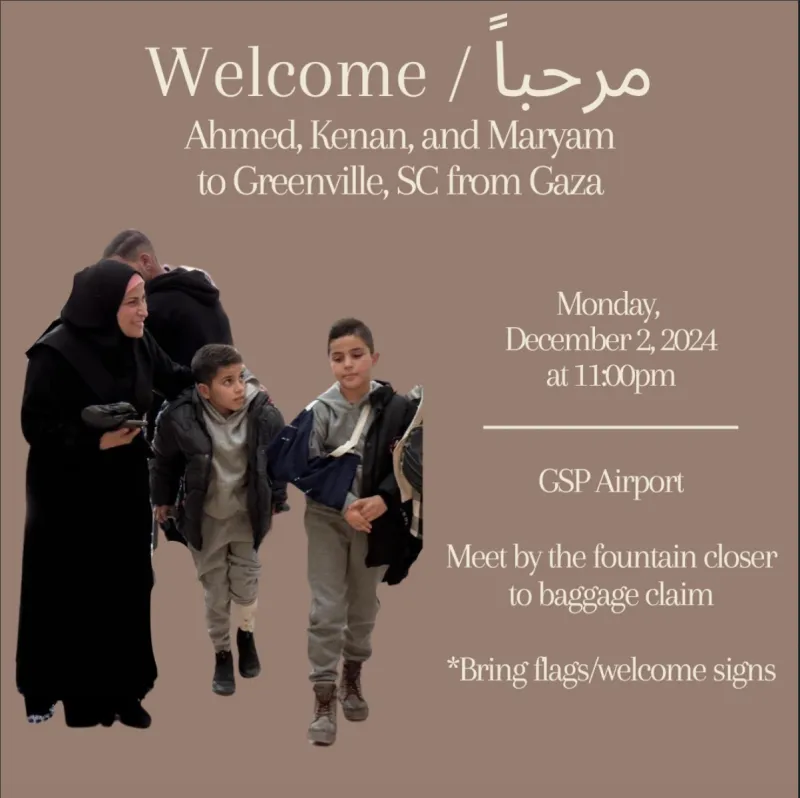 Airport Welcome - welcoming a Palestinian family to Greenville